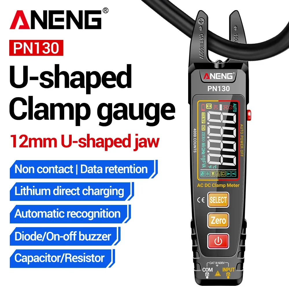 Clamp Meter Digital Multimeter Rechargeable Tester 4000 Counts AC/DC Voltage Current NCV Detection Electrician Tool ANENG PN130