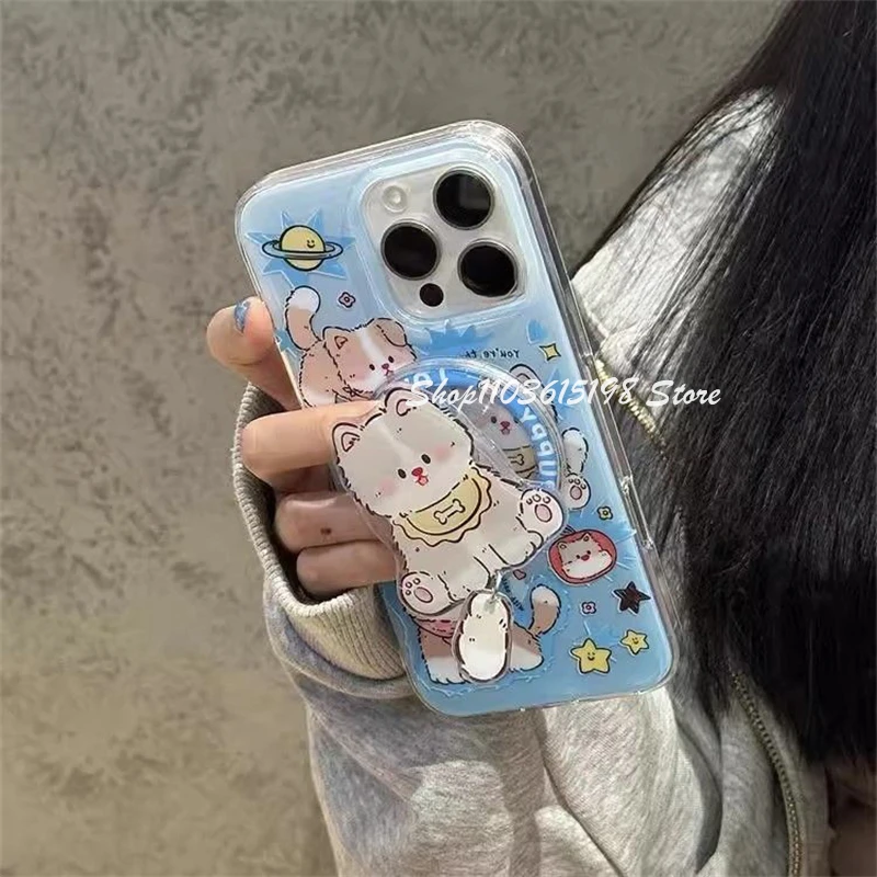 Korea Cute Cartoon Cat Magnetic Holder Grip Tok Griptok Phone Stand Phone Holder Support For iPhone 16 For Pad Magsafe Smart Tok