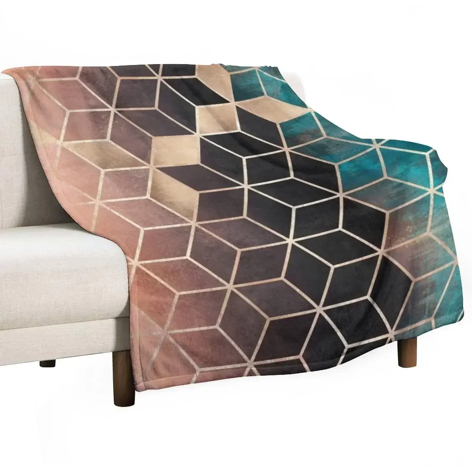 

Ombre Dream Cubes Throw Blanket Air Conditioner Soft Blanket for Office Home