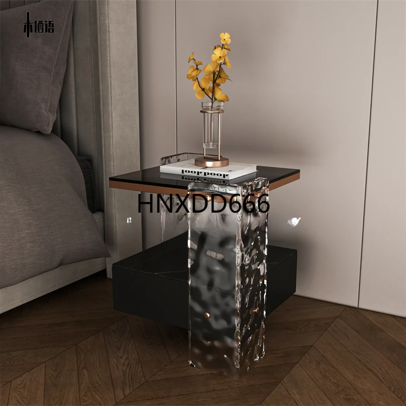 Premium villa light luxury solid wood smart bedside table