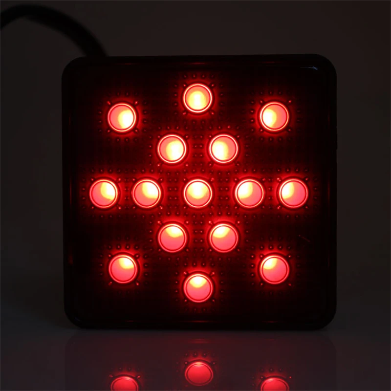 15-LED Brake Light Trailer Hitch Cover Fit Towing & Hauling Black Red Lens Tow Hitch Driving & Brake Lamp Car Led Lights