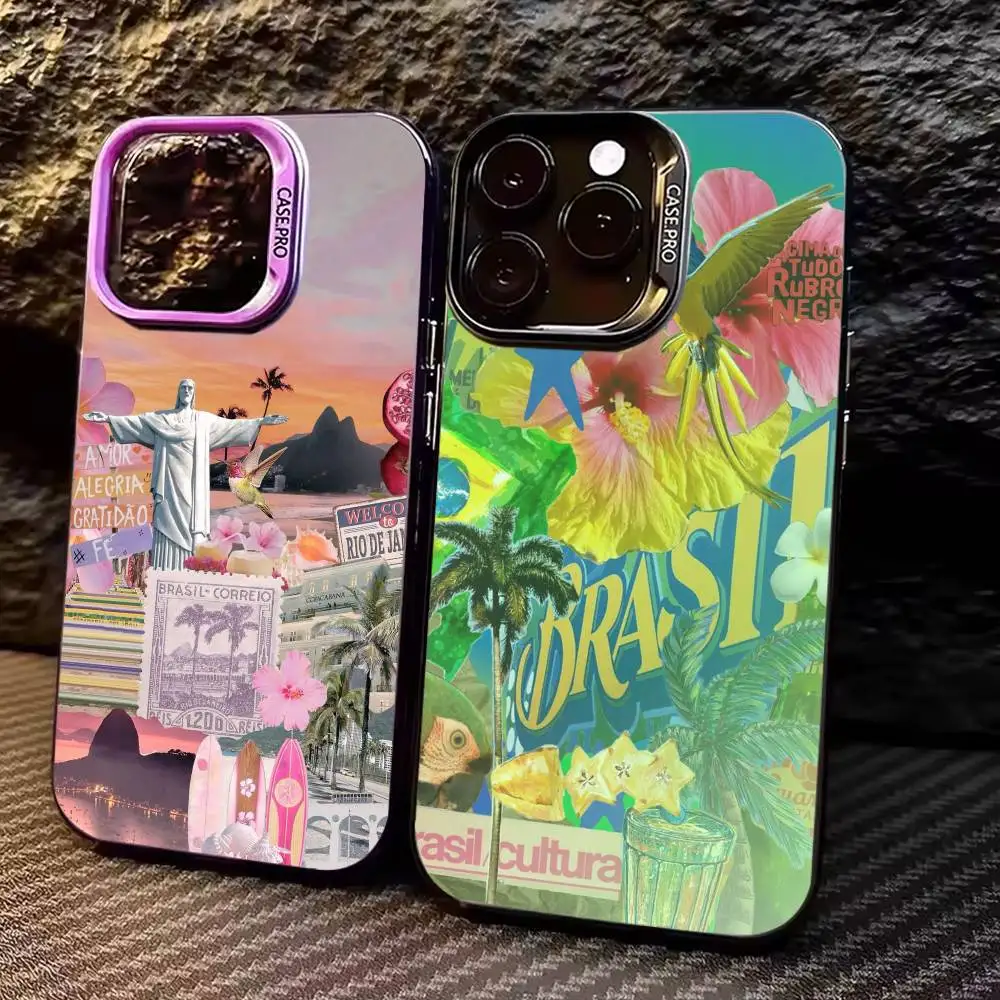

Rio de J-Janeiro-Brazil Colorful Silver Back Phone Case For IPhone 17 16 15 14 13 12 11 Plus Pro Max Plus