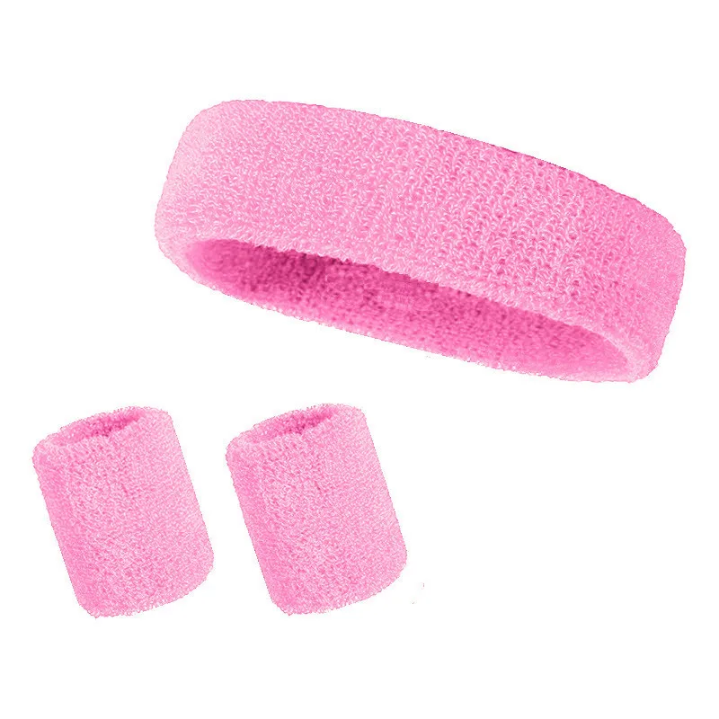 3pcs/set Sports Headband Towel Sweatband Set Guards Stretch Hair Band Wrist Guard Suit Sweat Band for Running Cycling Yoga