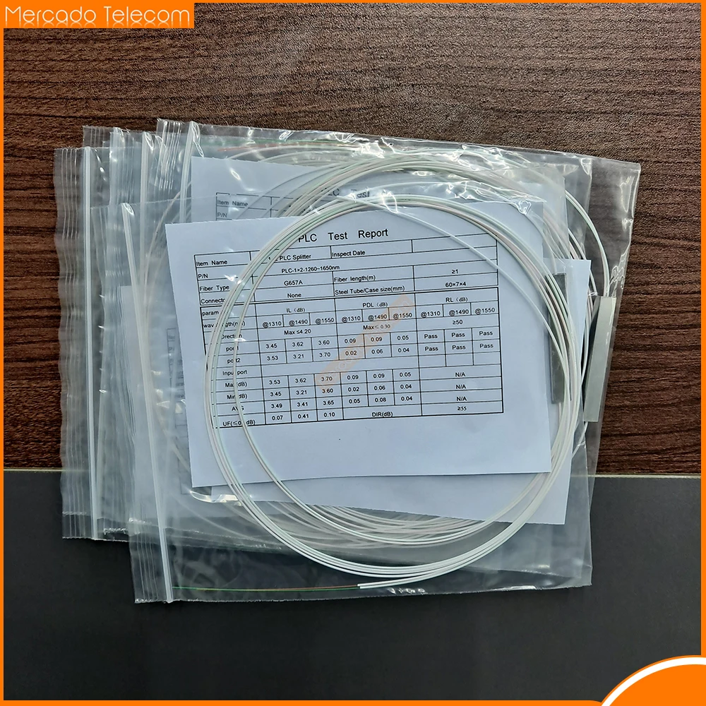 

10pcs 1x2 1x4 1x8 1x16 fiber optic PLC splitter without connector cable 0.9mmMini Blockless 2,4 Ports PLC Splitter Bare fiber