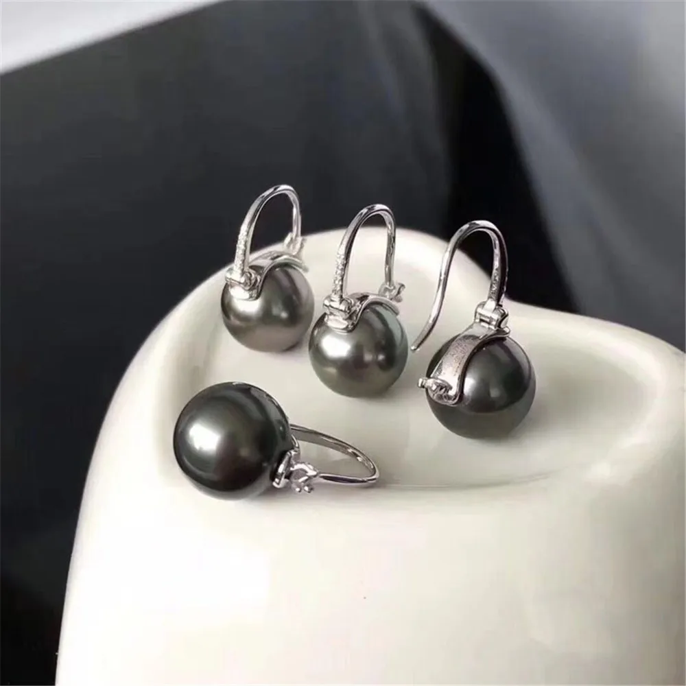 

DIY Pearl Accessories S925 Silver Natural Pearl Earrings with Empty Support Fashion Ear Buckle Women's Fit 9-12mm Round Beads