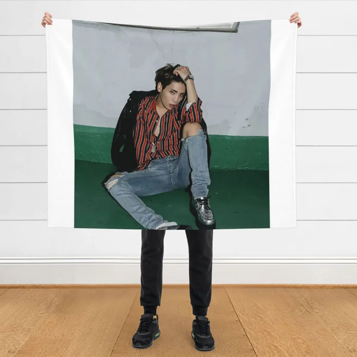 

Jonghyun Throw Blanket Flannel Plaid Sofa Throw Bed linens Blankets