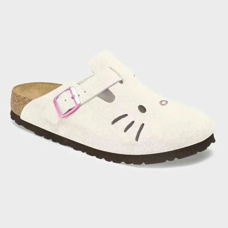 Miniso Hellokitty Schattige Boken Schoenen Outdoor Anti-Slip Cartoon Bedrukt Kawaii Slipper Volwassen Ronde Neus Strand Stijl Sandaal Voor Vrouwen