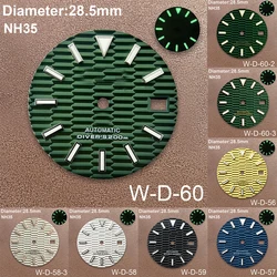 Dial SKX007 con logotipo S de 28,5mm, accesorio de modificación de reloj, adecuado para NH35/NH36/4R/7S, movimiento verde luminoso, 3/3.8/4.2 En punto