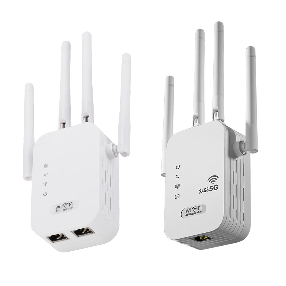 1200Mbps WiFi Repeater Signal Amplifier Dual Band 2.4G 5G WI-FI Signal Booster Long Range WIFI Network Extender for Home Office