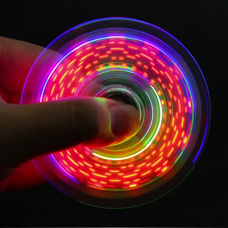 Fidget Spinner Glow in the Dark Adult Toy Anti Stress Led Tri-Spinner Autism Luminous Spinners Kinetic Gyroscope for Children