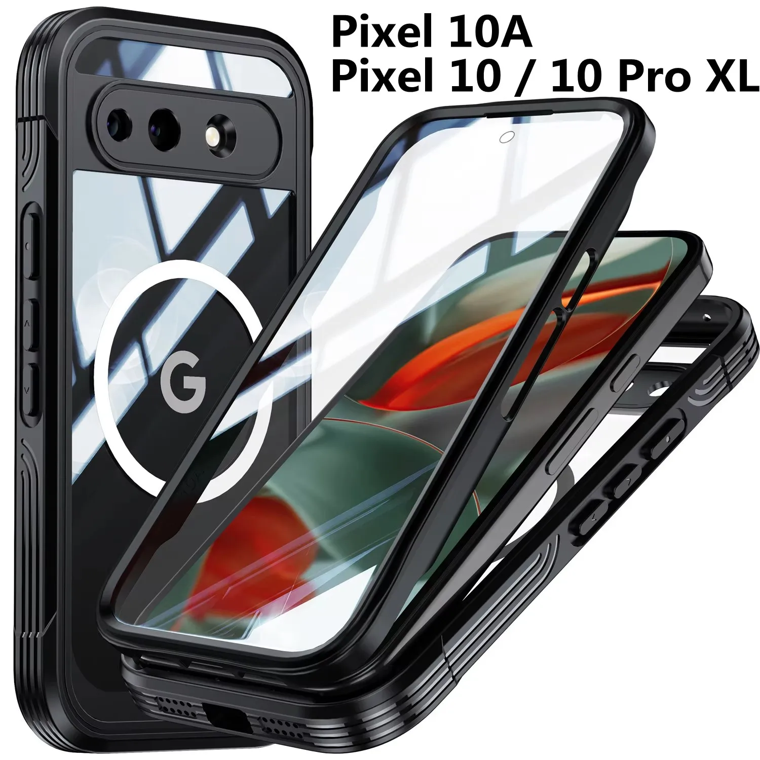 

Double Layer Screen 360 Protection Tempered Glass Case for Google Pixel 10A 10 Pro XL Protection Wireless Charging Soft Cover