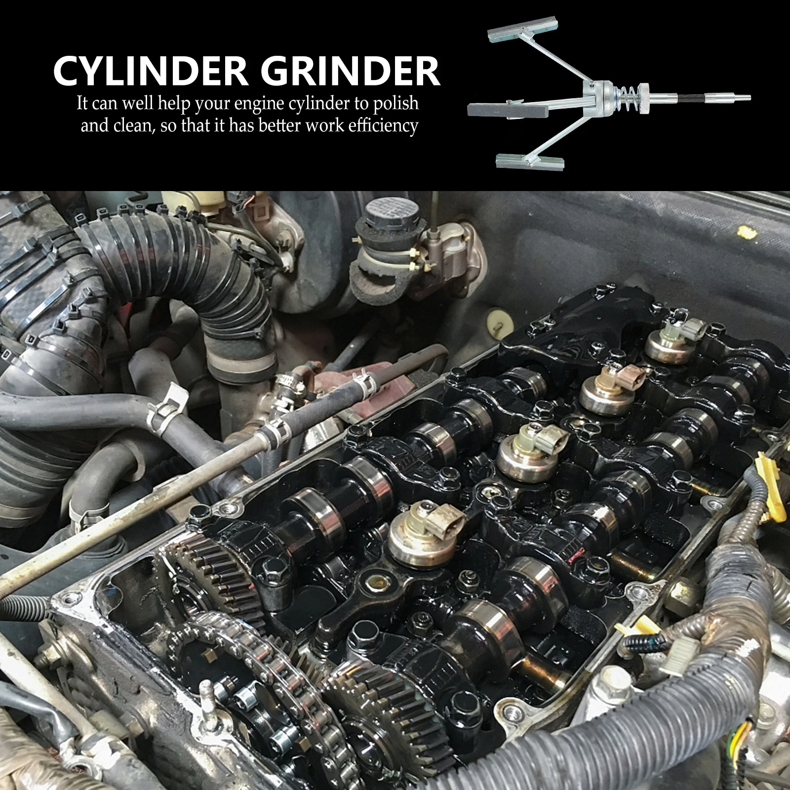 

Engine Cylinder Hone Deglazer Grit Piston Polisher Tool Steel Abs Efficient Cleaning Polishing Self Centering Flexible