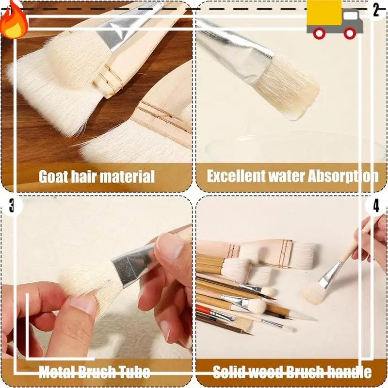 

Discount-20Pcs Pottery Glaze Brushes Set, Brushes With Long Handle Different Shapes Wool Art Paintbrush Tool For Artist