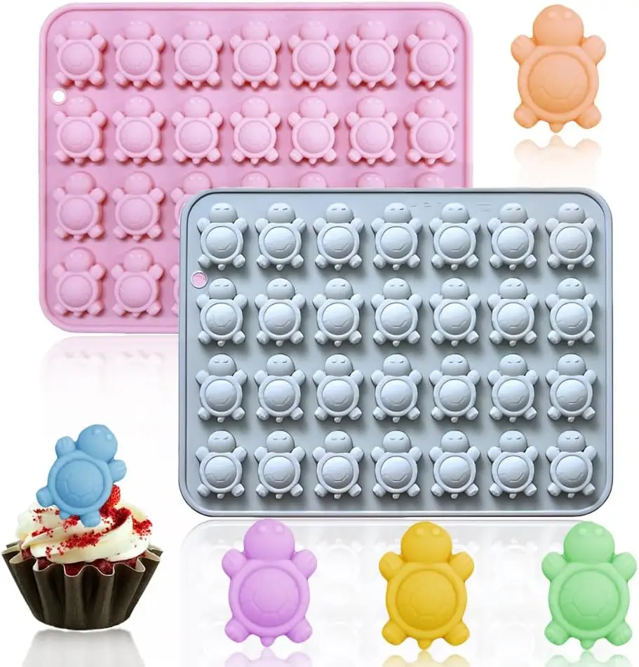 

28 Cavity Turtle Silicone Molds for Cake Gummy Jello Ice Cube Crayon, Baking Tools for Cookie Chocolate Cake Decorating Tools