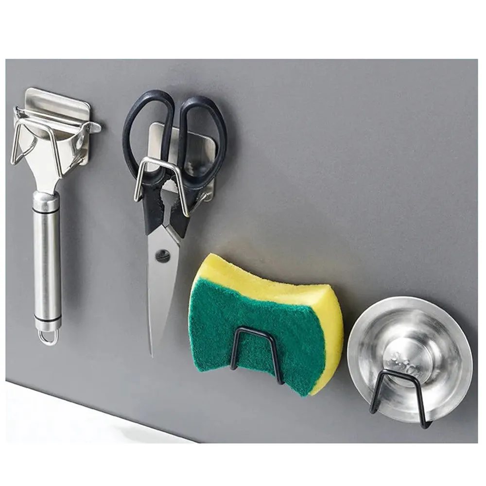 Kitchen Adhesive Strong Wall Hanger Hook Sink Sponges Holder Drain Drying Rack Storage Organizer Bathroom Suction Cup Stainless view 5