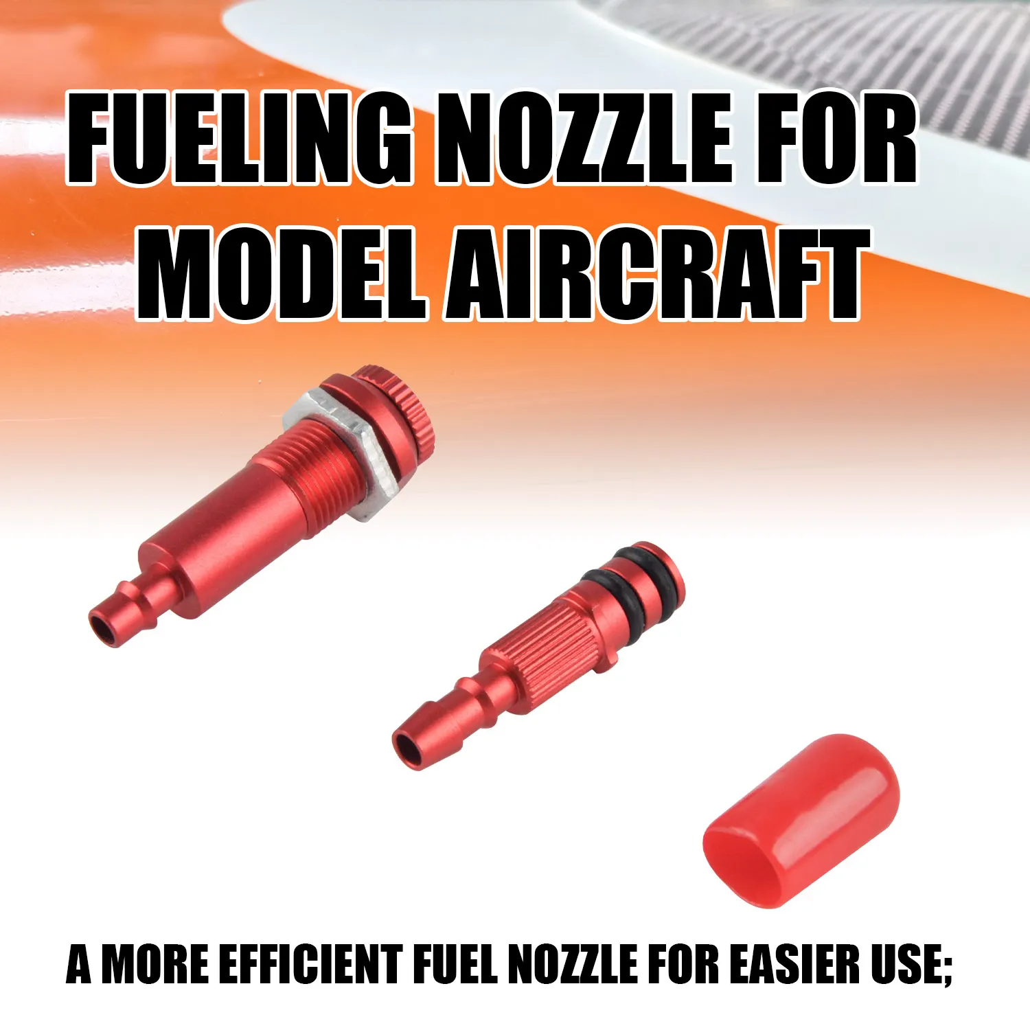 Aluminum Alloy Fueling Nozzle Set for RC Model Aircraft  Red Quick-Connect Fuel Line Connector with Dust Cap for Gas RC Plane