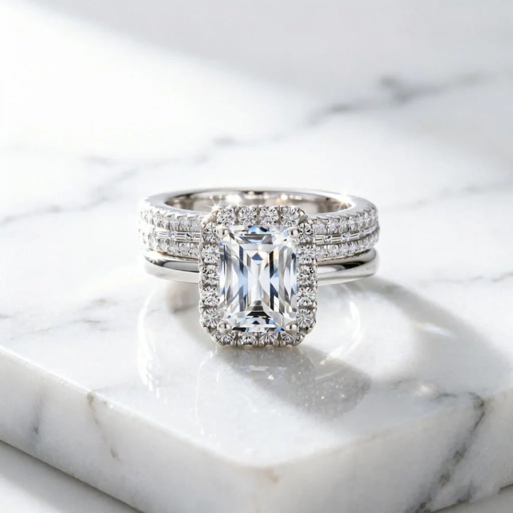 Hot selling fashion 100% S925 silver ring ladder high-end feeling cubic zirconia combination ring set for wedding jewelry