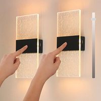 LED Battery Wall Lamp Bedroom with Switch, USB Rechargeable Wireless Dimmable Wall Light Indoor with Touch Control, Pack of 2