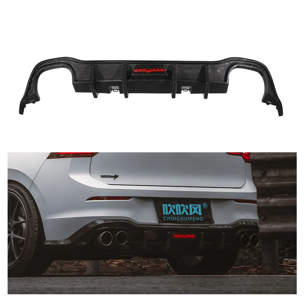 ODM/OOEM Dry Carbon Fiber Universal Car Rear Spoilers Rear Bumper Lip Diffuser for Volkswagen VW 8 GTI