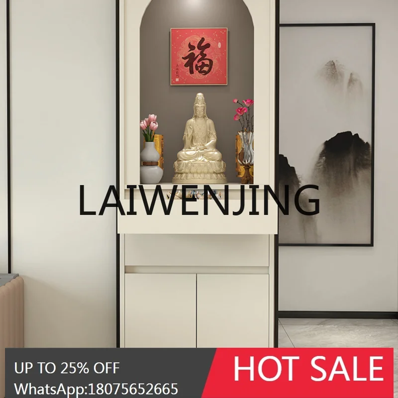 

RWJ Guanyin Guan Gong God of Wealth with Door Buddha Cabinet Card Position Altar Cabinet Customization