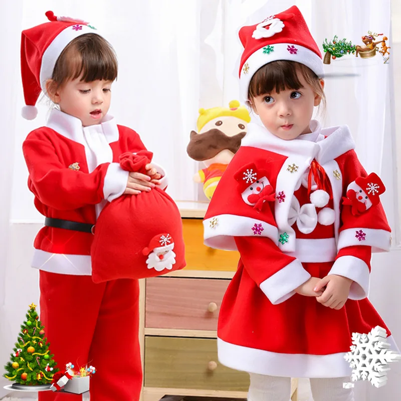 Kinder Kerst Kostuum Jurk Jongens Meisjes Performance Kleding Kleuterschool Kleding Kleding Kids Santa Claus Pak