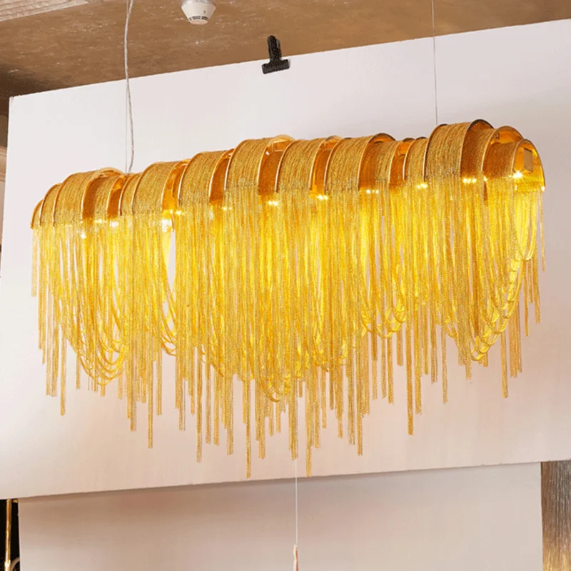 Gold Silver Aluminium Chain Pendant Light Atlantis Pendant Chandelier Lamp for Villa Hotel Restaurant Store Ceiling Droplight