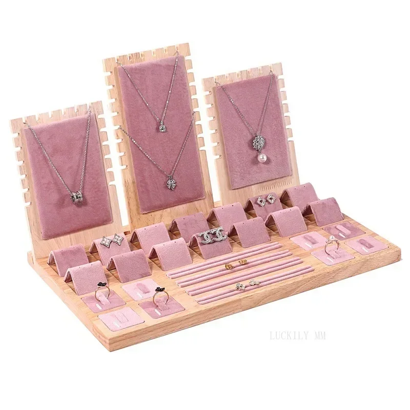 

Fashion 2023 Solid Bamboo Jewelry Display Stand Necklace For Women Bracelet Multiple Easel Showcase Holder Board Removable