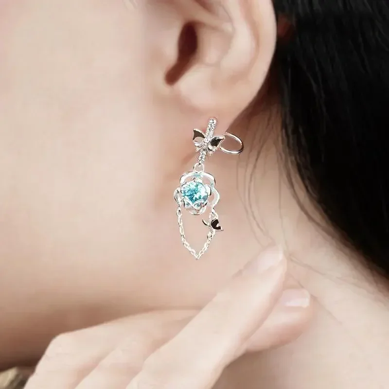 Heaven Official's Blessing Hua Cheng Xie Lian Cosplay Earrings Tian Guan Ci Fu Butterfly Pendant Ear Studs Accessories Jewelry