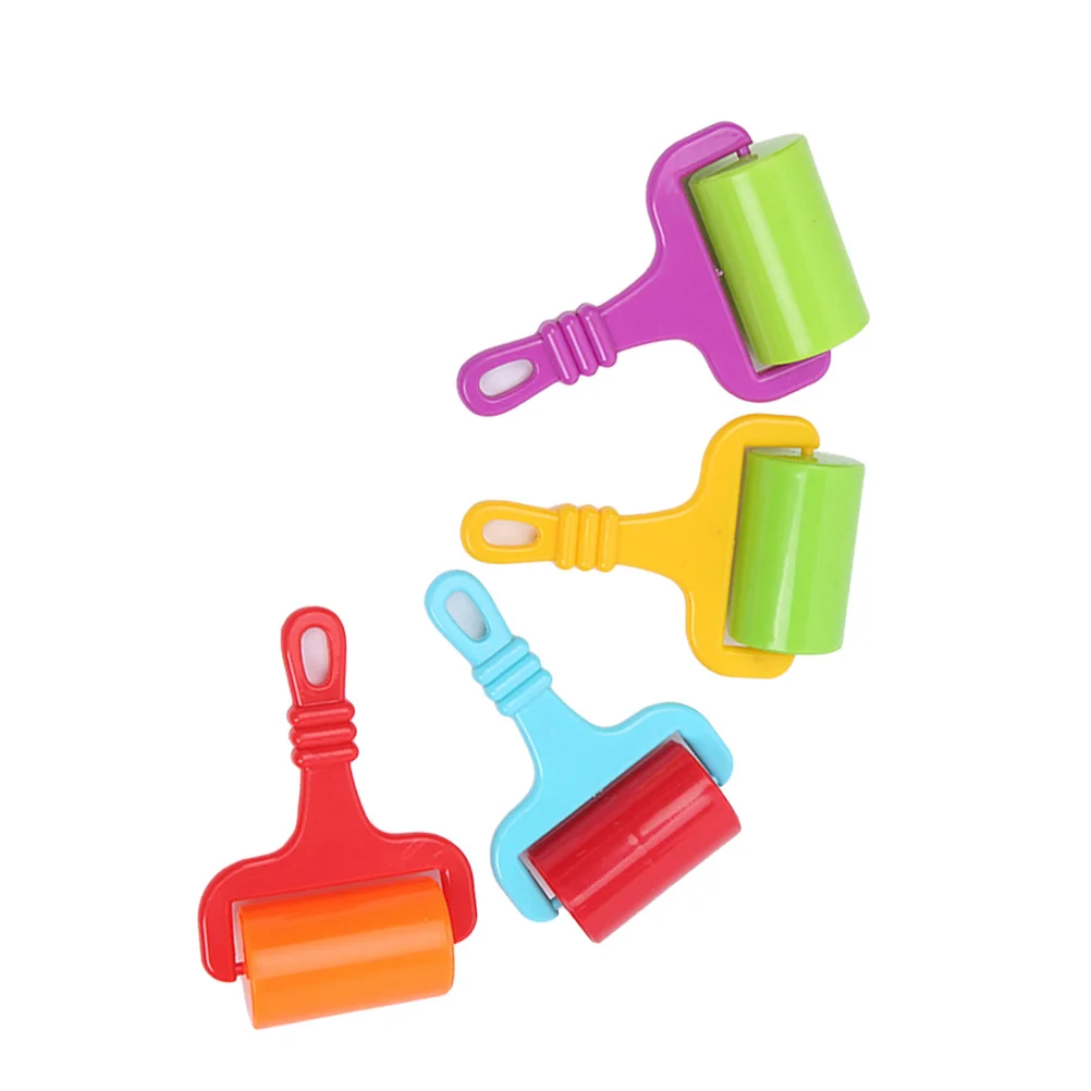 4Pcs Handprint Clay Tool Multifunctional Plastic Roller Colorful Art DIY for Children Improve Creativity and Hands-on Ability