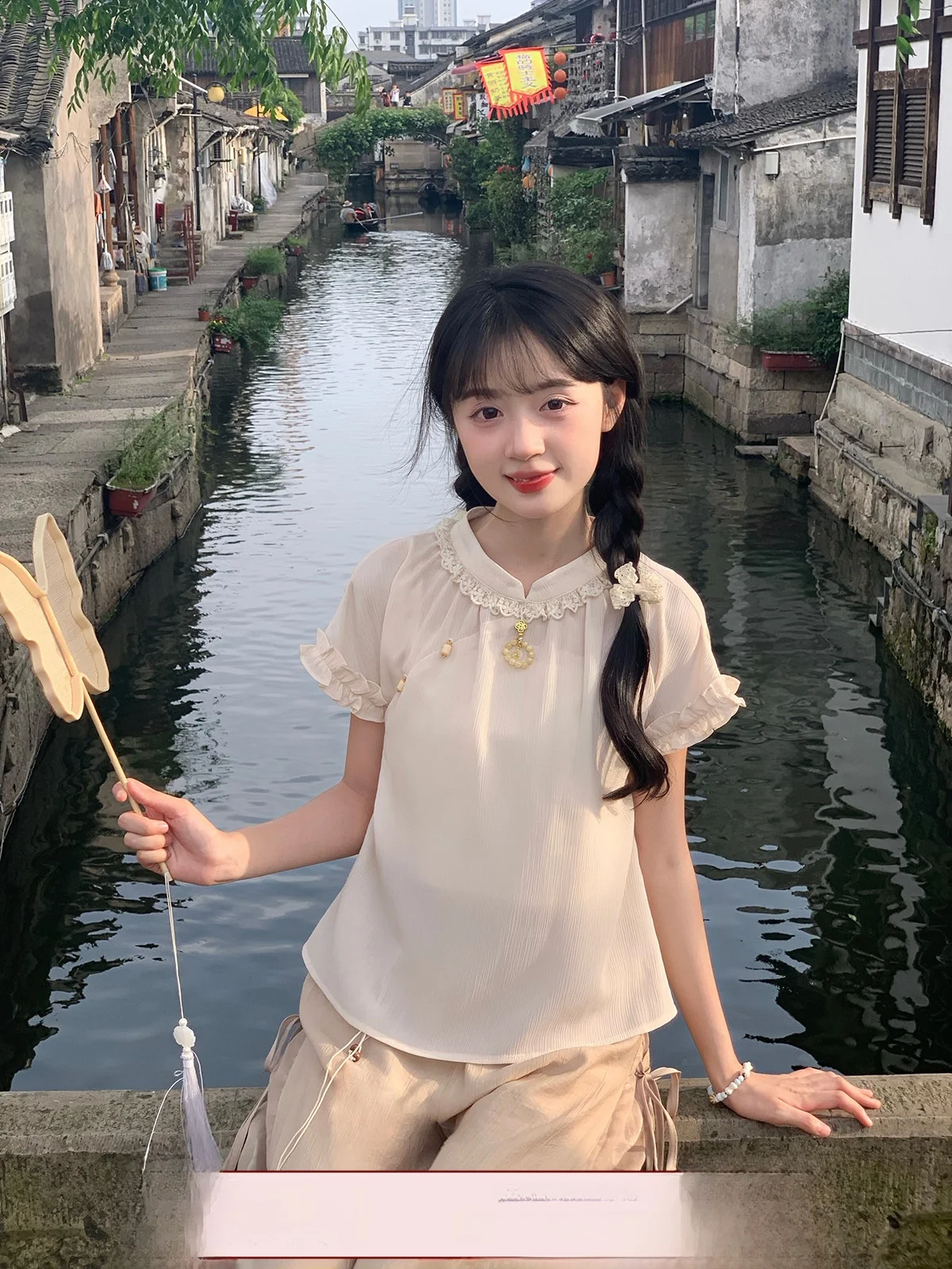 

Sweet Female Style Breathable Pure Design Summer Cheesecake Day New Chinese National Improved Top And Bottom Set Fashionable ...