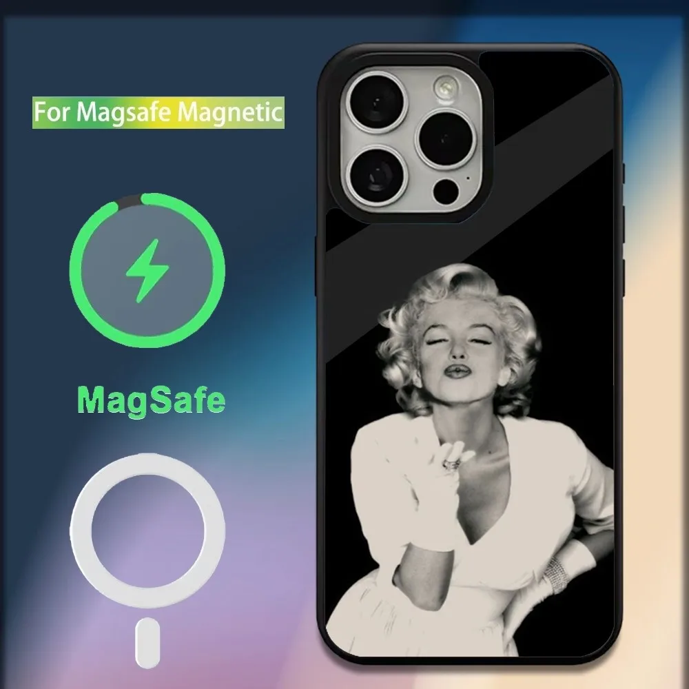 M-Marilyn M-MonroeS Vintage Phone Case For iPhone 16,15,14,13,12,11,Plus,Pro,Max,Mini Magsafe Magnetic Wireless Charging