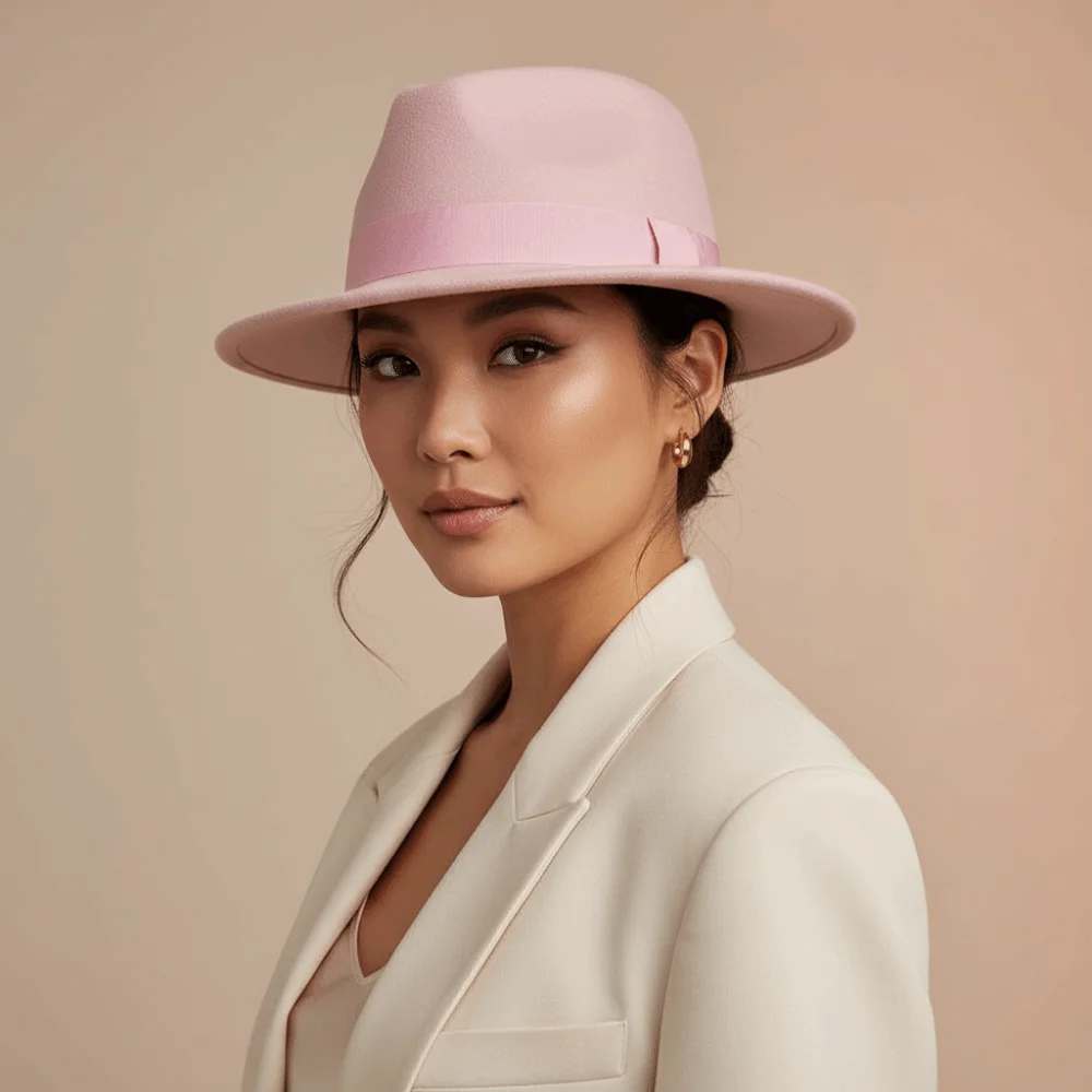 Jazz Hat Classic Fedora Hat Solid Color All Match Trilby Cap Elegant Vintage Wool Felt Hat Autumn Winter