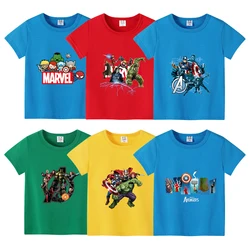 Disney Marvel Heroes Avengers Kids Boy T-shirt Movie Cartoon Print Cotton Tee Shirt ShortSleeve Birthday Gift Cute Party Clothes