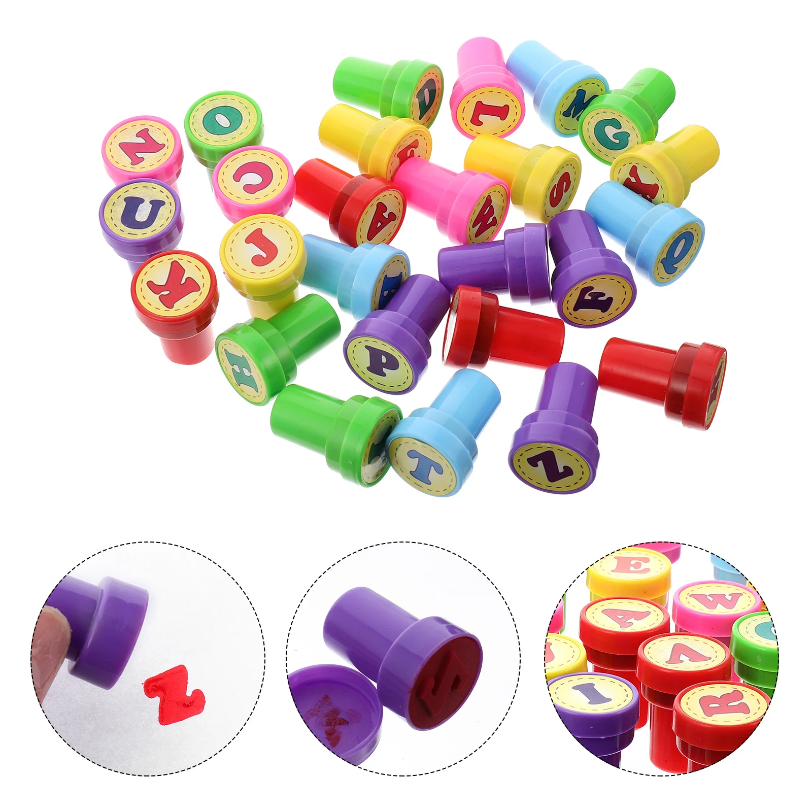 Children's Stamp Party Supplies Seal Stampers 26-letter Pre-Inked Lovely Stamps for Kids