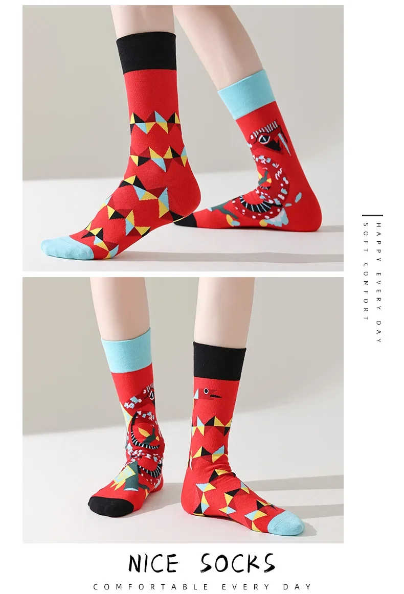 Trendige Paar-Socken, Cartoon-AB-Flut, Outdoor-Sport, lange Röhre, Baumwollsocken, kreative Männer und Frauen für 4 Jahreszeiten – Detail 40