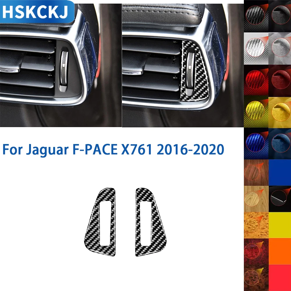 

For Jaguar F-PACE 2016-2020 Carbon Fiber Car Front Air Conditioner AC Outlet Cover Trim Air Vent Outlet Sticker accessories
