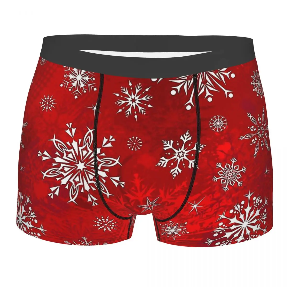 

Happy Merry Christmas Red Gradient Snowflakes Underpants Cotton Panties Male Underwear Ventilate Shorts Boxer Briefs