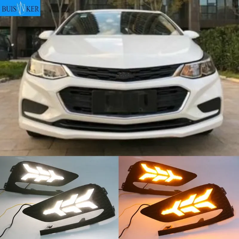 

2Pcs DRL For Chevrolet Cruze 2016 2017 2018 Daytime Running Lights fog lamp cover headlight 12V Daylight signal for Chevy