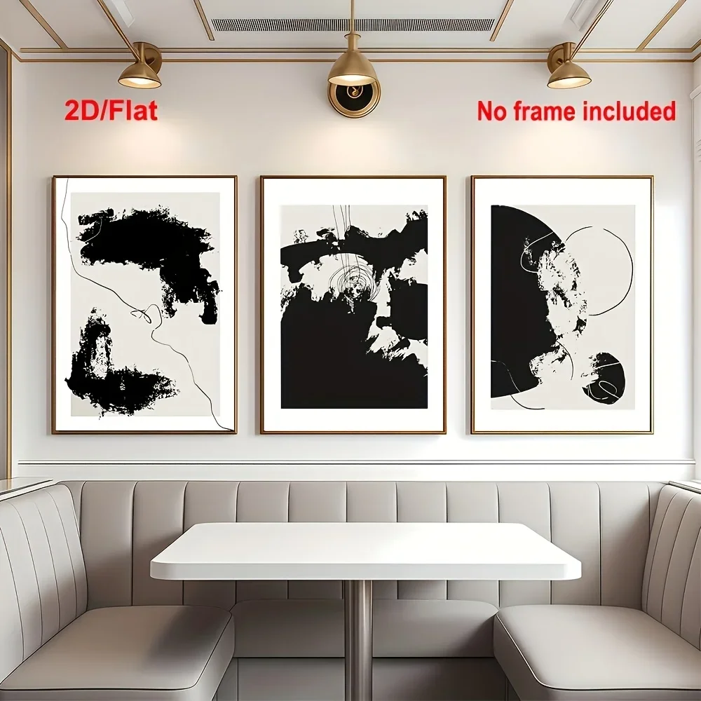 (No frame)2D Flat, 3pcs Set of 2D Flat Frameless Canvas Art, Christmas Presents - New Year Gifts, 3pcs Set, Geometric Abstrac