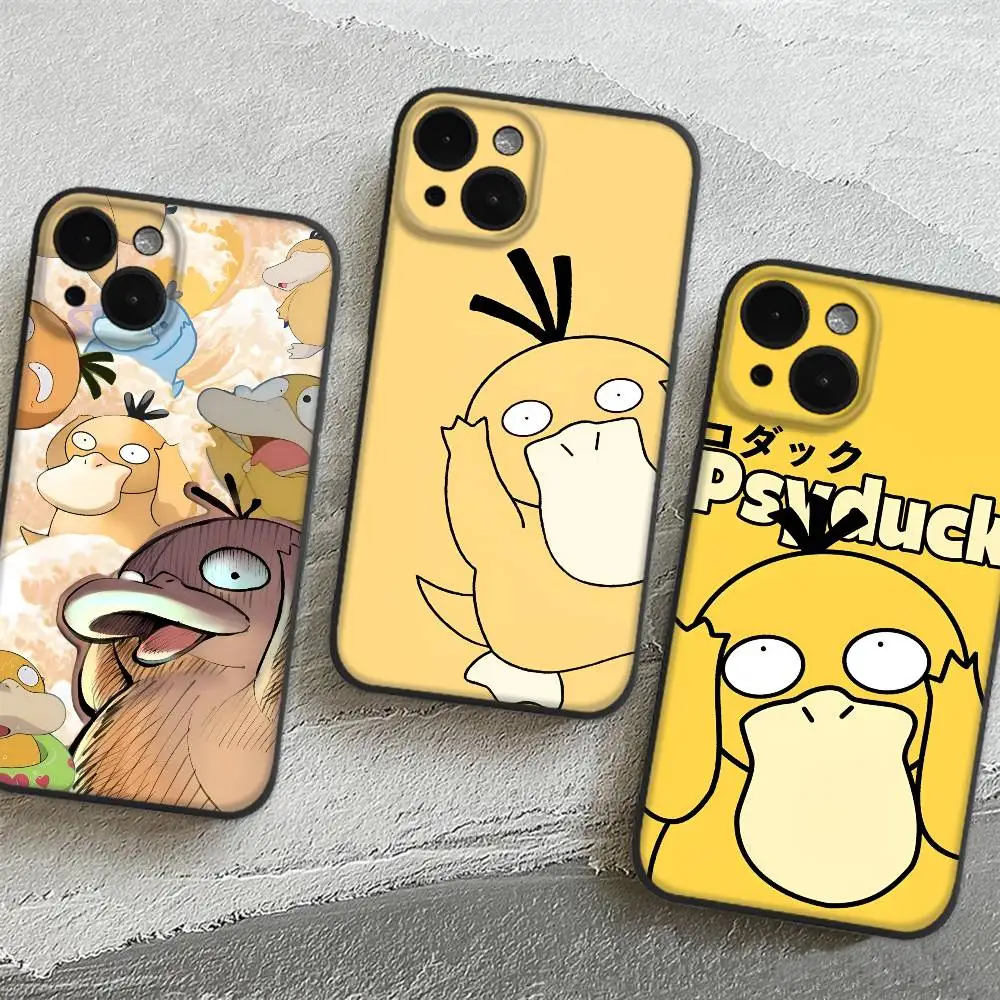 C-Cartoon Anime  P-Psyduck Phone Case For Apple iPhone 16,15,14,13,12,11,Pro,Max,Mini Wave Oil Back Short Phone Case