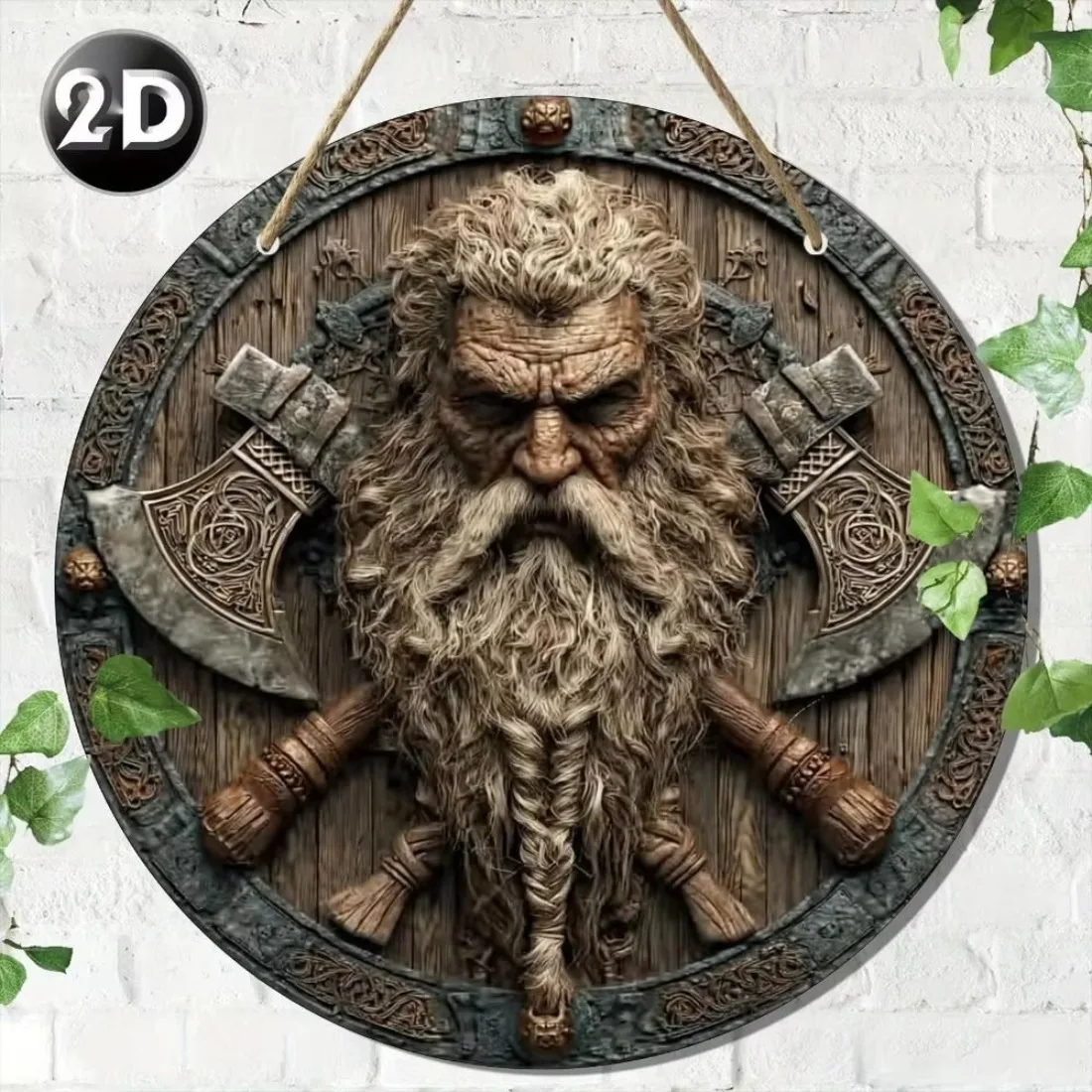 CIFBUY 1pc Round Viking Shield Metal Tin Sign 20cm, Retro Relief Wall Art Decor for Home Garage Man Cave
