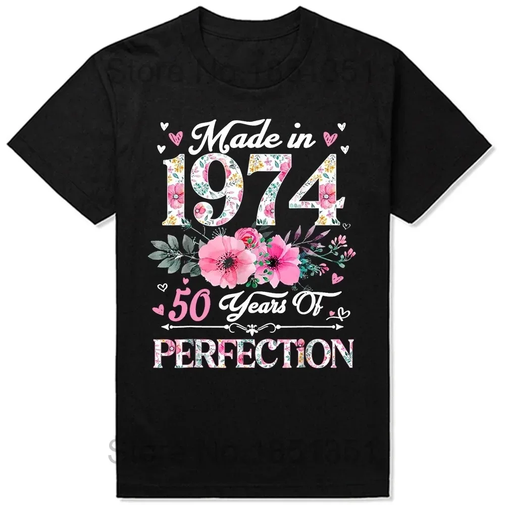 2024 Made in 1974 Limited Edition 50 Years of Being Awesome Tee Tops Round Neck Short-Sleeve Fashion Clothing Casual T-shirts