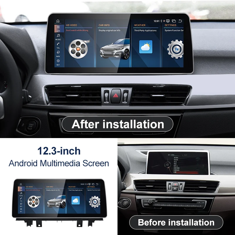 Qualcomm680 Android 13 12.3 inches Wireless AUTO CarPlay For BMW X1 F48 X2 GPS Navigation Screen Car Multimedia Center System