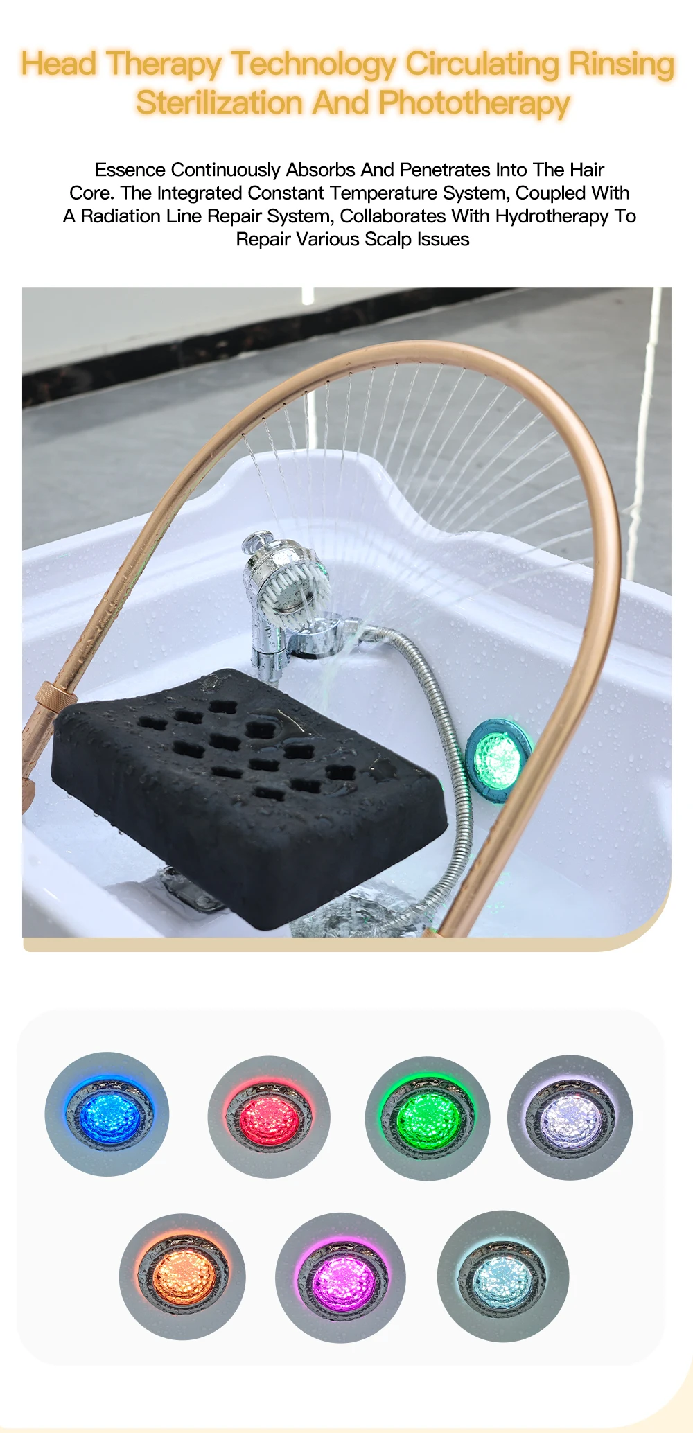 Tragbares elektrisches Shampoo-Becken mit Wassertank, Kopfwaschbecken mit konstanter Temperatur, mobile Haarwaschstation mit Dampffunktion – Detail 5