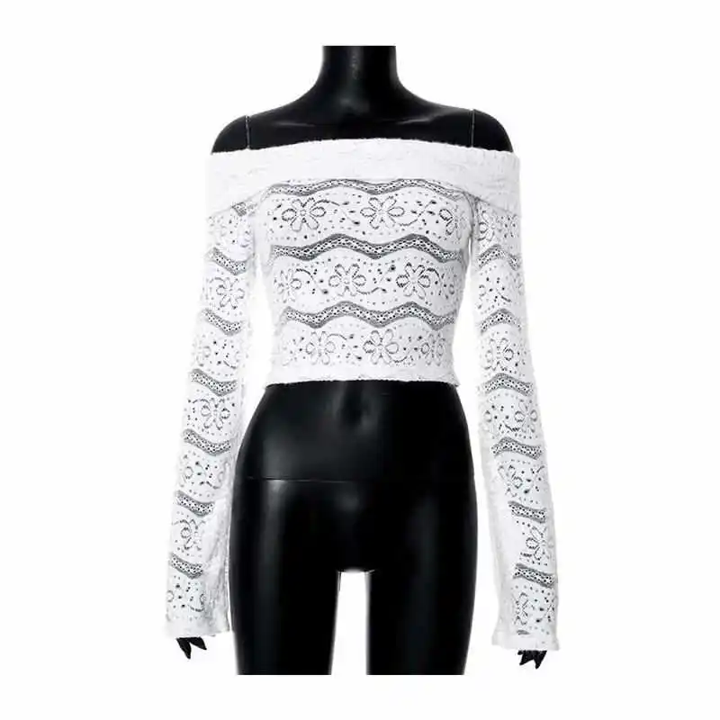 T-shirt une épaule pour femmes, Long, à motifs, évasé, taille haute, ligne a, Dr, mélange de coton et Polyester doux, vêtements d'automne