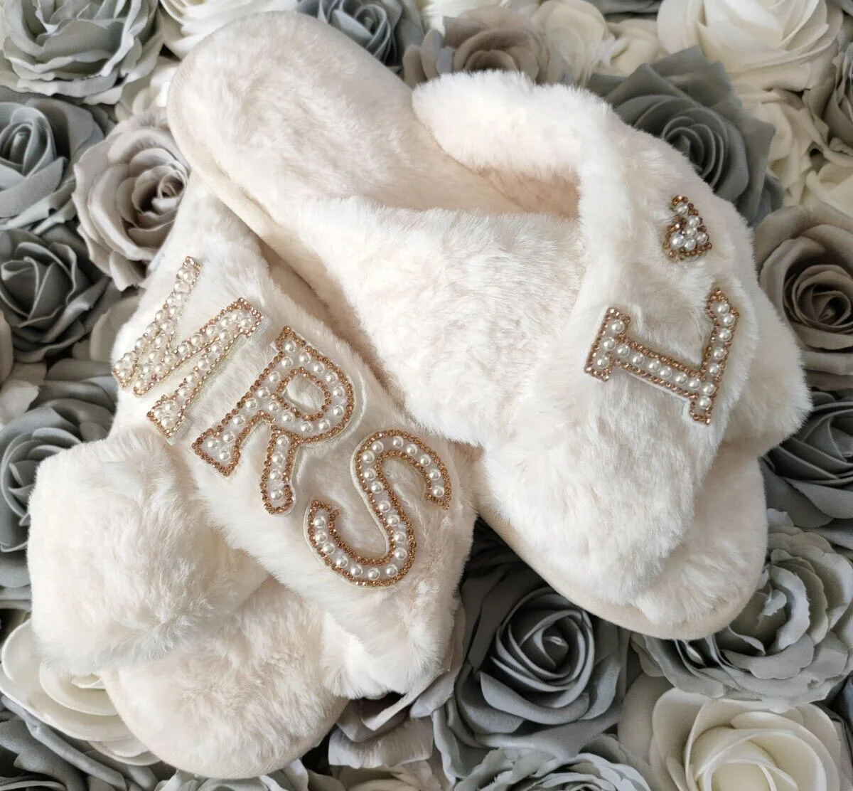 Personalized Plus Size Cross Fluffy Slipper Custom Women Cotton Slipper Bridesmaid Gifts Bridal Shower Bride Slippers Wedding