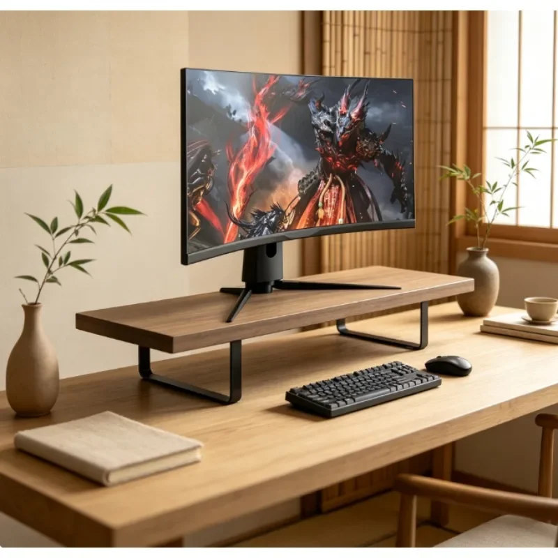 Monitor Riser Stand for Desktop PC & Laptop, Desk Organizer with Storage Shelf, Ergonomic Home Office Tray, Sturdy Steel