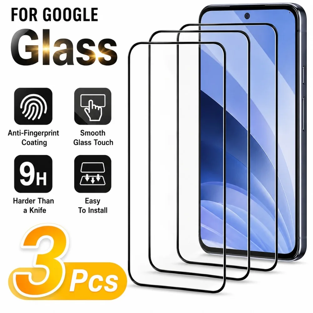 

3Pcs HD Full Cover Tempered Glass for Google Pixel 10/9/Pro XL/10/9/8/Pro/10/10a/9/9a/8/8a/7/7a/6/ Anti-Scratch Screen Protector