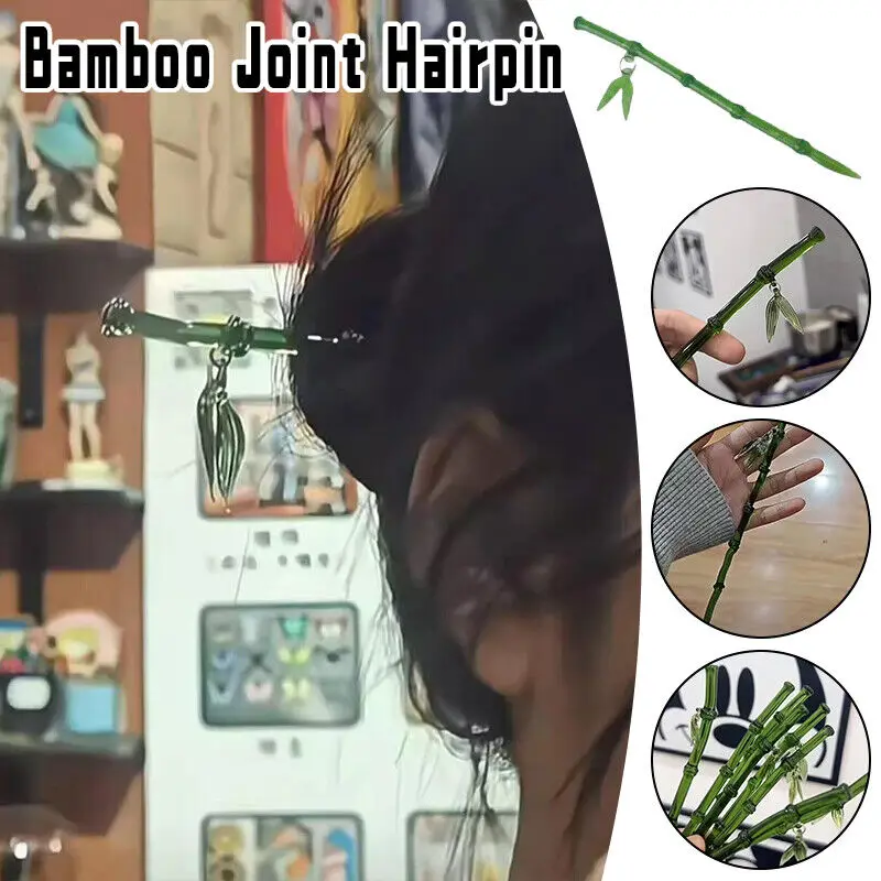1Pc Chinese Style Bamboo Leaf Hair Stick - Vintage Green Resin Chopstick Hairpin | Elegant Traditional Hair Accessories