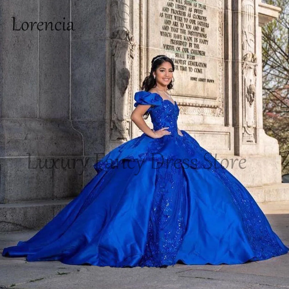 

Mexican Blue Quinceanera Dress Ball Gown 2024 Off Shoulder Applique Beading Crystals Formal Corset Sweet 16 Vestidos De 15 Años